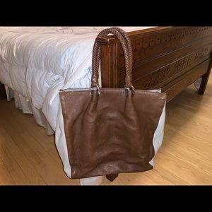 Large brown & cream tote style bag - purse